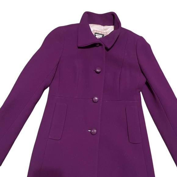 J.Crew Lady Like Purple Wool Overcoat Sz 0 Preppy Office Retro Elegant Feminine - Picture 5 of 11